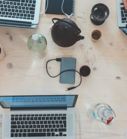 a group desk in a communal work space
