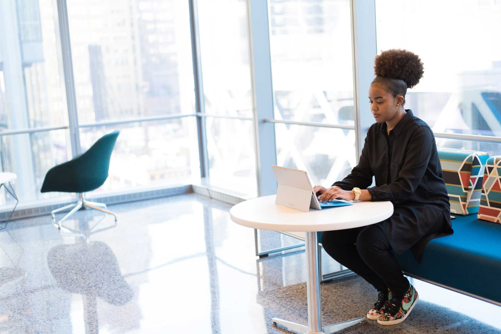a woman working in an office